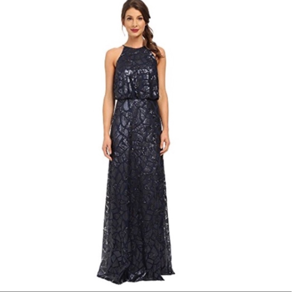 Donna Morgan Navy Sequin Bridesmaids Dress size 6